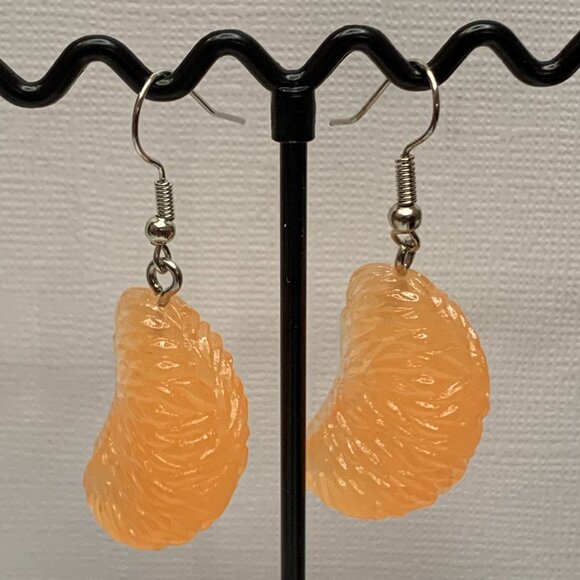 Mandarin Orange Earring, Funny Food Earring, Gift Idea, Silly Earring Novelty - Picture 3 of 4